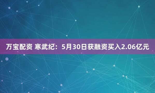 万宝配资 寒武纪：5月30日获融资买入2.06亿元